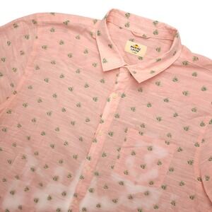 Marine Layer Shirt Mens XL Pink Tropical Print Short Sleeve Button Up Casual